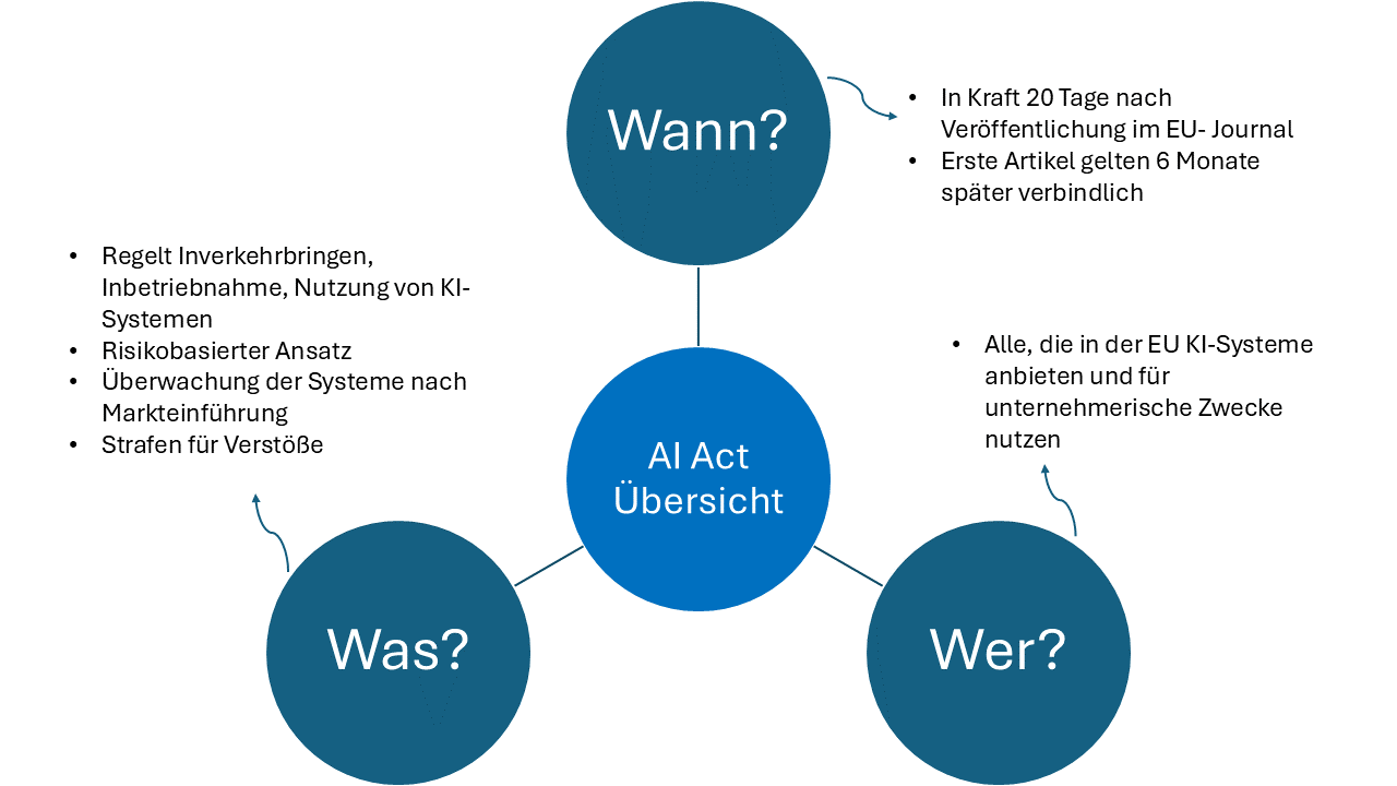 Eine Grafik, die darstellt, was der AI Act regelt.